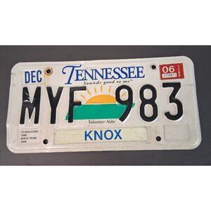 2000 Tennessee License Plate MYF983 Knox County Volunteer State Sounds Good